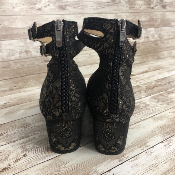 Marc Fisher Kary Embroidered Heels with Ankle Strap And Block Heel - Picture 3 of 7